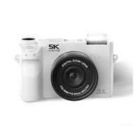 5K HD Digital Camera, Video Camera Ultra HD Resolution With Dual Lens System 18X Zoom WiFi Streaming 75MP For Travel And Students(White)