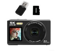 5K Resolution Camera with Dual Viewing Screens 2.8 inch Front and Rear 18X Digital Zoom 80MP Interpolation CMOS Sensor for Daily Use (Black 32G)
