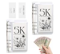 5k Savings Challenge Book, 12-Month Envelopes Money Saving Challenge Binder, 2026 New 5K USD Reusable Savings Challenge Book, Cash Envelope Kit, 13 Inner Pages, PVC Binder(2Pcs)