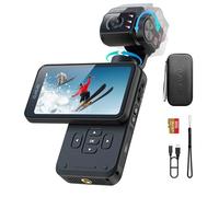 5K Video Camera Camcorder, 3-Axis Stabilization Vlogging Camera with 3.5'' Rotatable Touchscreen, 1/2.5'' CMOS, 5K 30FPS/4K 60FPS Video, IR Night Vision Pocket Cameras with 64G Card for YouTube Vlogs