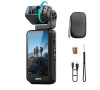 5K Vlogging Camera, 3.5'' Rotatable Touchscreen Pocket Camera, 1/2.5'' CMOS & 4K/60FPS Video, IR Night Vision, Face Tracking, 360Mins Long Time, Portable Vlog Camera with 64G SD Card for YouTube