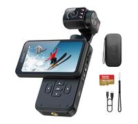 5K Vlogging Camera, Pocket Camera with 3-Axis Stabilization, 3.5'' Rotatable IPS Touchscreen, 1/2.5'' CMOS & 4K/60fps Video, Face Tracking, IR Night Vision, Portable Video Camera for YouTube (Black)