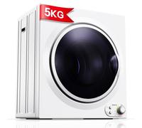 5KG Vented Tumble Dryer with Sensor Dry, 1400W Compact Tumble Dryer with Stainless Steel Tub, Control Panel Downside Easy Control for 5 Automatic Drying Mode, White