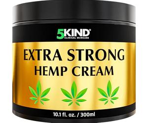 5kind Extra Strong Hemp Cream 300ml - High Strength Hemp Oil and Arnica Cream - for Massaging Joints & Muscles, Lower Back, Feet, Knees, Neck & Shoulders - Rich in Natural Extracts