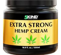 5kind Extra Strong Hemp Cream 500ml - High Strength Hemp Oil and Arinca Cream for Massaging Joints & Muscles, Lower Back, Feet, Knees, Neck & Shoulders - Infused with Natural Oils & Extracts