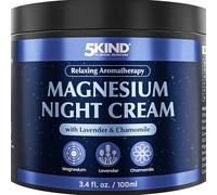 5Kind Magnesium Night Cream 100ml - Relaxing Lavender & Chamomile Magnesium Butter - Calming Aromatherapy Infused with Lavender Essential Oils & Chamomile Essential Oils - Natural Sleep Aid