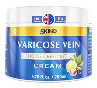 5Kind Varicose Veins Treatment for Legs 200ml - Horse Chestnut Cream for Varicose Veins with Zinc, Avocado & Arnica - Improve the Appearance & Feel of Varicose Veins Over Time - Varicose Veins Cream