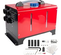 5KW 12V Diesel Air Heater,ShockFlo All-in-one Portable Fast Heating Diesel Heater With LCD Switch & Remote Control,Night Diesel Heating Quiet for Campervan Car Trucks Bus RV-4 Holes Red