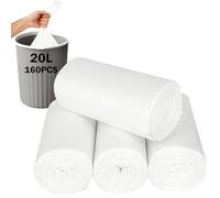 5L/10L/20L/30L/50L Compostable Food Waste Bags ，Biodegradable Caddy Liners，Leak-Proof Kitchen Food Waste Bin Bags for Home & Commercial Use (White,20L-160PCS)