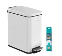 5L/10L Slim Pedal Bathroom Bin, Steel, White / 10L