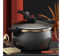 5L & 7L Enamel Cast Pressure Cooker | Induction Hob Safe | Fast & Safe Pressure Lock & Release | Scratch-Resistant Non-Stick Interior | Easy Clean Large Capacity Pot for Family Cooking(Black,9IN)