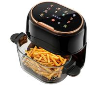 5L Air Fryer, 60-190°Adjustable Temp Clear Glass Frying Bowl with 24H Delay Start, Power-Off Memory, 9 Preset Cook & 120-Min Timer, Visual Glass Air Fryer Healthy Oil-Less Cooking for Family Use