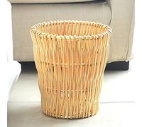 5L Bamboo Trash Can Rattan Garbage Bin Dustbin Waste Paper Basket Storage Bucket Rubbish Recycling Container for Kitchen Bedroom Living Room Indoor/Outdoor