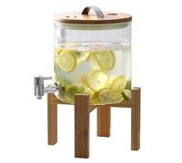 5L Barrel Shaped Drinks Dispenser With Stand, Glass Water Decanter With Tap for Wine, Whisky, Beer, Juices, Lemonade - Ideal Gifts for Boyfriend, Husband, Father