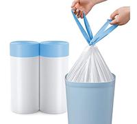 5l Bin Bags Small Bin Liner Drawstring Trash Bags Pedal Waste Liners with Tie Tap Handle,Suitable for Bathroom,Toilet,Kitchen Fit 3L,4L,5L,6L garbage Bin(White, 40 Bags)