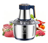 5L Electric Meat Grinder, 500W Stainless Steel Food Processor with 6 Blades, 5 Speed Meat Mincer Machine and Vegetable Chopper for Kitchen (Blue)