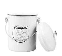 5L Kitchen Compost Bin with Odour Absorbing Filter Metal Compost Bin with Lid and Handle Food Waste Caddy Smell Resistant Indoor Composts Bucket