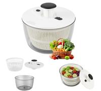 5L Large Salad Spinner for Drying Lettuce, One-Hand Operation Little Salad & Herb Spinner with Stop Button, Clear PP Salad Spinner & Vegetable Dryer, Household Fruit Drainer Salad Dryer, 24.5X 20cm