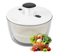 5L Manual Salad Spinner, One-Hand Press Vegetable Dryer with Stop Button, Detachable Washing Clear Serving Basket, Non-Slip Base for Salad & Healthy Meal Prep