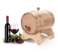 5L Oak Barrel, Vintage Wooden Oak Timber Wine Whiskey Barrel Dispenser, Leakproof Oak Wine Storage Barrel Water Butts with Wood Stand and Tap for Whiskey Bourbon Tequila Wine Vinegar Beer
