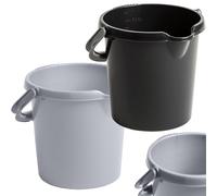 5L Plastic Bucket Strong Storage Bucket With Handle & Spout With Graduated Capacity Markers Multipurpose Storage, Garden, Cleaning & Kitchen (2, Grey)