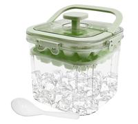 5L Plastic Portable Ice Bucket for Freezer Large Capacity Ice Cube Storage Bin with 48 Grids Mold Tray for Outdoor Cocktail Party Camping(Green)