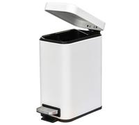 5L Rectangular Steel Pedal Bin White