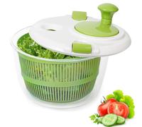 5L Salad Spinner - Small Salad Washer and Spinner, Lettuce Spinner with Vegetable Washing Basket and Serving Bowl, Household Fruit Drainer Salad Dryer, Kitchen Spinner, Green