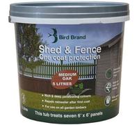 5L, Shed & Fence One Coat Protection Medium Oak, Garden Timber Treatment, Weatherproof Wood Stain and Preservative, Durable Exterior Finish for Sheds, Fences, Decking & Outdoor Wood Surfaces