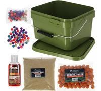 5L Square Bait Bucket with Boilies Liquid Booster Groundbait Mix & Pop-Up Bait - Durable Storage for Fishing Bait, Flavored Boosters & Mix for Carp Bream & Tench