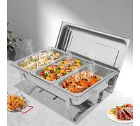 5L Stainless Steel Chafing Dish Buffet Set Warming Container Thickened Food Warmer Heat Container Buffet Warmer for Catering, Buffet and Party (3 x GN Containers)