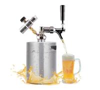 5L Stainless Steel Mini Beer Keg, Portable Growler Barrel with Dispenser Tap, CO2 Regulator & Pressure Gauge for Fresh Carbonated Draft Beer and Home Brewing