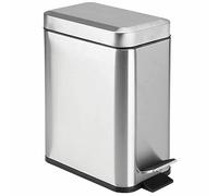 5L Stainless Steel Trash Can - Large-Capacity Soft Close Rectangular Bin with Lid & Liner, Ideal Mini Garbage Basket for Bathroom, Hotel, or Slim Trash Can Decor