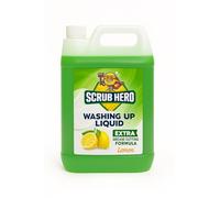 5L Washing Up Liquid | Heavy-Duty Grease Fighter with Long-Lasting Cleaning Power | Scrub Hero Lemon Scented Washing Up Liquid