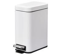 5L White Steel Pedal Bin Compact Bathroom Kitchen Waste Trash Can Soft Close