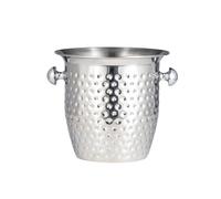 5Liter Portable Stainless Steel Wine Buckets,Surface with Hammered Texture,with Handle and Ice Clamp,for Champagne,Beer,Camping,Picnic,Party for Wine, Drinks, Bar, Beverage Cooler(Silver)