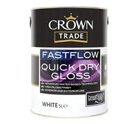 5lt Crown Trade Fastflow Quick Dry Gloss Paint in White for Interior & Exterior Use