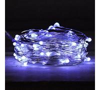 5m 100 Multi Action Pin Wire Battery LED Lights with Timer in Cool White