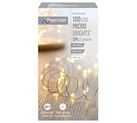 Premier Decorations 100 Multi-Action LED Battery-Operated Microbrights Warm White, Size 5m, Wire | Charlies