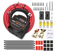 5M 12V 140 Amp Split Charge Relay Kit, VSR Smart Dual Battery Isolator Battery Automatic Disconnect Switch, Voltage Sensitive Relay Kit with LED Screen Display for Campervan SUV ATV RV Boat Vehicles