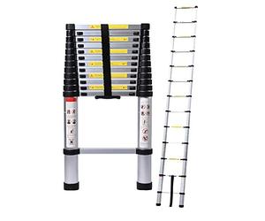 5M/16.4ft Aluminum Extension Folding Telescopic Loft Ladder Straight Attic Telescoping Ladders Capacity 150kg/330lb with Certificate EN 131