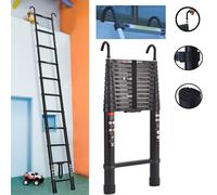 (5M/16.4FT) Telescopic Ladder with Hooks Max Capacity 150kgs Aluminum Portable Extension Ladder Straight Ladder