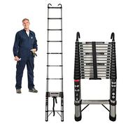 5M/16.4FT Telescopic Loft Ladder Portable Lightweight Step Ladders 13 Step, Extendable Ladders Telescopic with Locking Mechanism & 2 Hooks, EN131 Standard, Max Load 330LBS