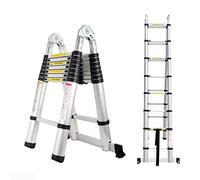 5M 16.5ft A Frame Telescopic Folding Ladder Stainless steel Extendable Extension Foldable Portable Steps Ladders Indoor Outdoor 330lbs Load Capacity (2.5+2.5m)