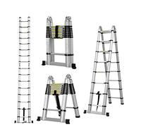 5M/16.5FT Folding Telescopic Ladder (2.5M + 2.5M) 16-Step Aluminum Alloy Telescopic Ladder Folding Extension Ladder with Straight Ladders for Household Industrial Use