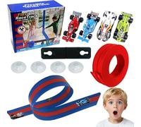 5M/16Ft Flexible Car Race Track, Flexible Race Car Track with 4 Racecars, Portable Dual Lane Tracks with Ramps, Speed Tracks for Jumps Loops Ramps for 1/64th Cars, Gifts for Boys and Girls (Red)