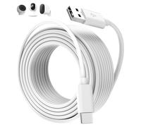 5M/16FT USB C Cable Long Power Extension Cord for Xiaomi Mi Camera 2K/CCTV/Blink Mini 2/eufy Indoor Cam C220/C210/S330 Security Cameras,USB to USBC Outdoor Indoor Cord with Wire ClipsNails,White