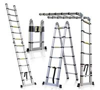 5M 2-in-1 Folding Telescopic Ladder, EN131 Certified, Maximum Load 150 kg (2.5 m + 2.5 m) Silver