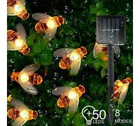(5M 20LEDs Solar Powered) 1.5M-12M Solar Battery Powered LED Sting Fairy Lights Garden Decor Cute Honey Bee