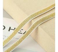 5M/2M Length Glitter Elastic Spandex Ribbon Band Gold/Silver Metallic Finish | DIY Lingerie Strap & Waistband Sewing Trim-Gold-White Border-Width 30mm-2Meters